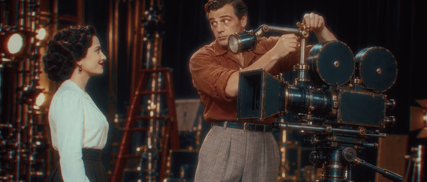 Lucien with a Mitchell BNC camera
